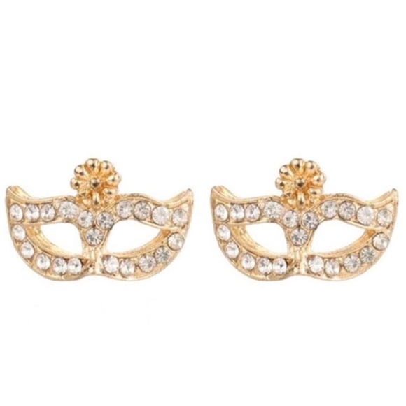 “Crystal Masquerade Mask” Eyes Wide Shut Masque Carnival Circus Mardi Gras Studs - Picture 6 of 8